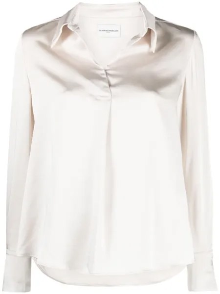Claudie Pierlot атласная блузка с отложным воротником, нейтральный цвет