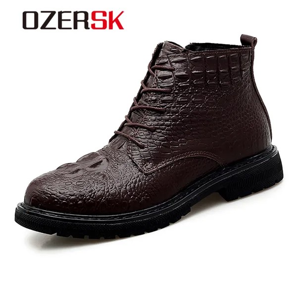 OZERSK новые мужские модные повседневные деловые женские ботинки ручной работы однотонные замшевые классические простые короткие ботинки на ...