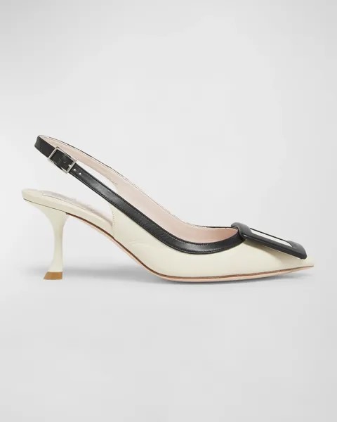 Двухцветные туфли Viv In The City с пяткой на пятке Roger Vivier, цвет White/Black