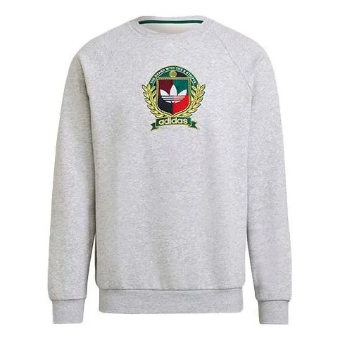 Толстовка adidas originals C Crest Crew team logo Fleece Lined Stay Warm Round Neck Sports Gray, серый