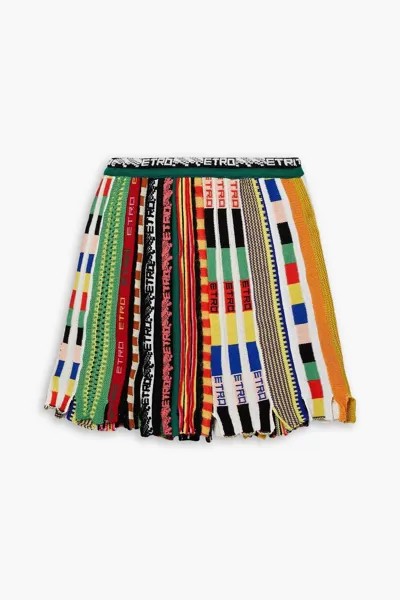 Мини-юбка жаккардовой вязки из смесовой шерсти ETRO, разноцветный
