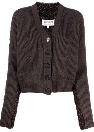 Maison Margiela кардиган с V-образным вырезом и эффектом металлик