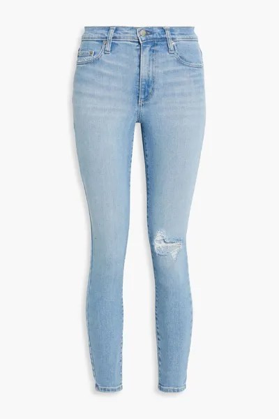 Культовые укороченные потертые джинсы скинни с высокой посадкой Nobody Denim, синий