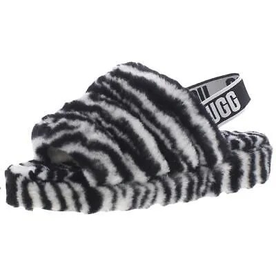 Женские угги Fluff Yeah B/W Slide Slippers Shoes 6 Medium (B,M) BHFO 8908