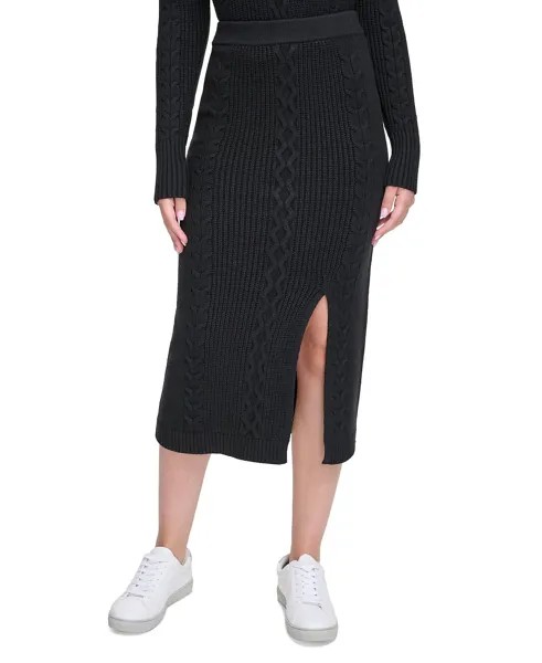 Женская юбка-миди косой вязки без застежек Calvin Klein Jeans, черный
