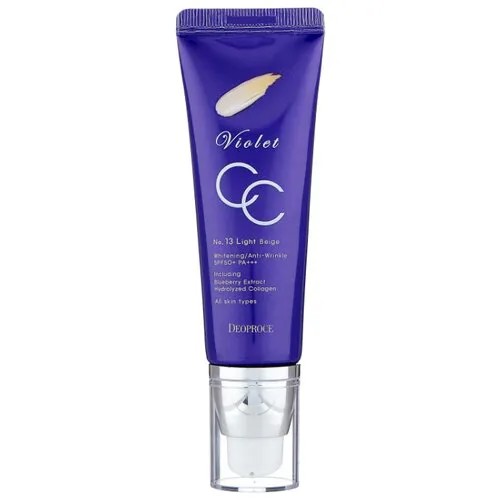 Deoproce CC крем Violet, SPF 49, 50 г, оттенок: 13 light beige
