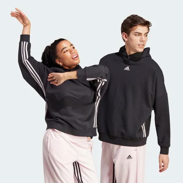 Парка Adidas Dance 3 Stripes oversized hoodie, цвет Black/Clear Pink