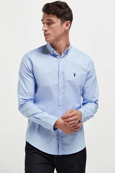 Рубашка-оксфорд стрейч с длинными рукавами Next, синий