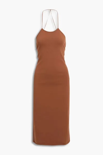Платье миди из эластичного джерси с вырезом халтер Zeynep Arcay, коричневый