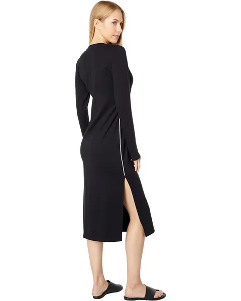 Платье SUNDRY Long Sleeve Midi Dress with Piping, черный