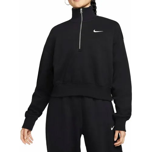 Свитшот NIKE Sportswear Phoenix Fleece Oversized Half-Zip Crop Sweatshirt, размер L, , чёрный
