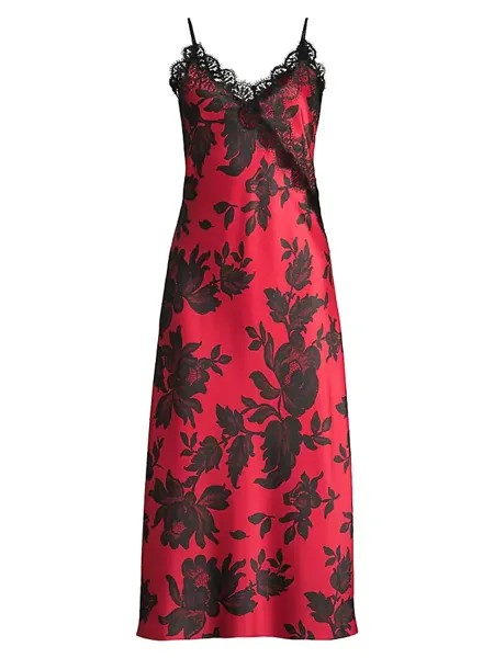 Платье-комбинация с принтом Mantilla Natori, красный