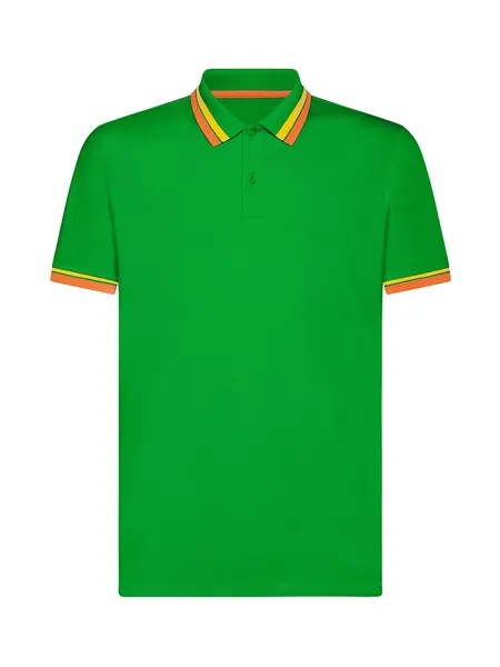 Рубашка-поло из эластичного хлопка с контрастными полосками Luca D'Altieri, темно-зеленый