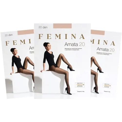 Женские колготки Femina, Amata 20 den набор 3 шт., телесный, размер 3