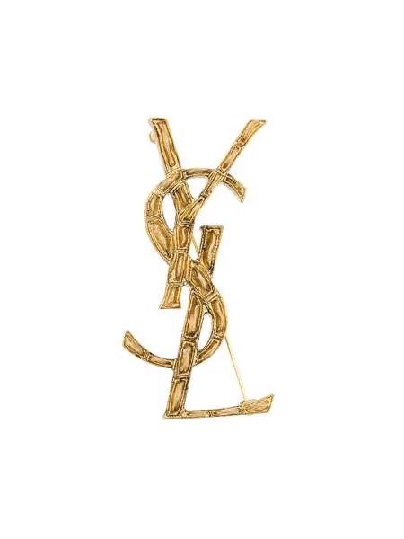 Saint Laurent брошь YSL с эффектом крокодиловой кожи
