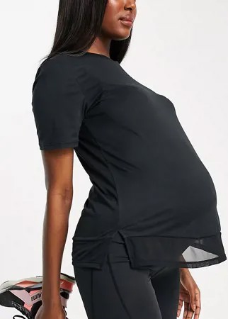 Черная футболка с сетчатым низом South Beach Maternity-Черный цвет