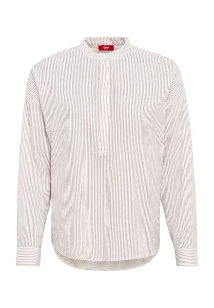 Блузка-рубашка, хлопок, в полоску, женская ESPRIT, бежевый