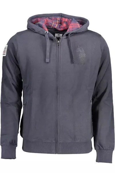 США ПОЛО ASSN. Шикарный хлопковый мужской свитер с вышивкой на молнии U.S. Polo Assn., синий
