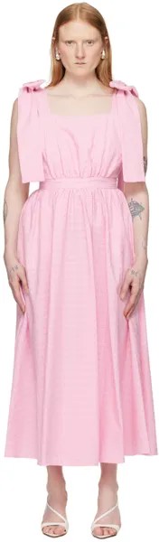 Розовое платье-макси с бантом Msgm
