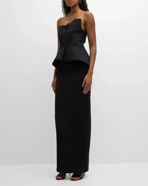 Платье из крепа без бретелек со присборенным лифом Roland Mouret, цвет Black
