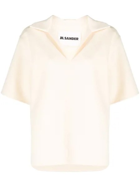 Jil Sander трикотажная рубашка поло с V-образным вырезом