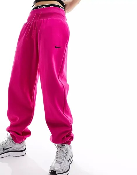 Брюки-джоггеры Nike Mini Swoosh Oversized Fleece, ярко-розовый