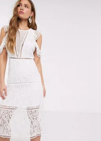 Белое кружевное платье миди En Creme-Белый