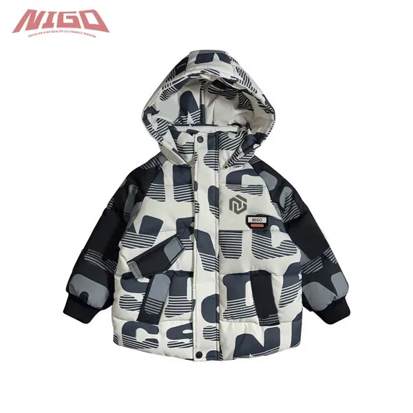 Зимняя куртка с капюшоном и надписью для мальчиков 3-14 лет # nigo32765