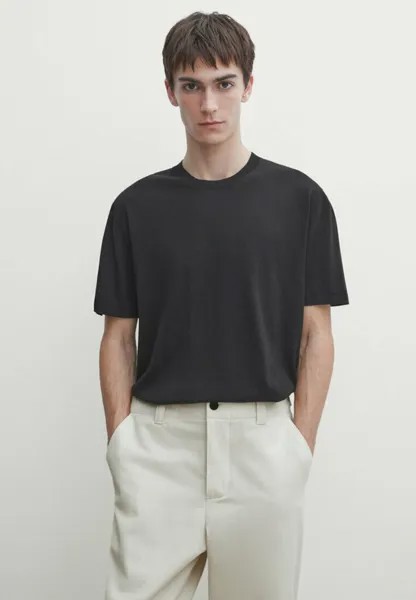 Базовая футболка BLEND WITH SHORT SLEEVES Massimo Dutti, цвет black