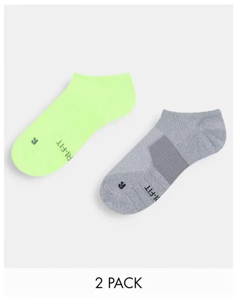 Набор из 2 невидимых носков унисекс серого и зеленовато-желтого цветов Nike Running-Разноцветный