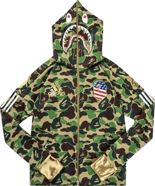 Худи BAPE x adidas SB Shark Hoodie 'Green', зеленый