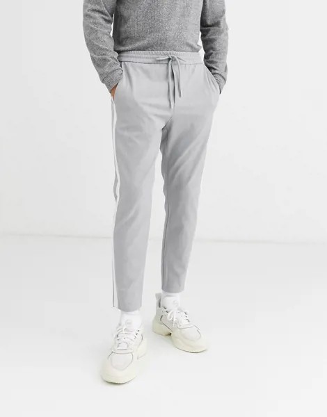 Серые брюки с полосками по бокам Only & Sons-Серый