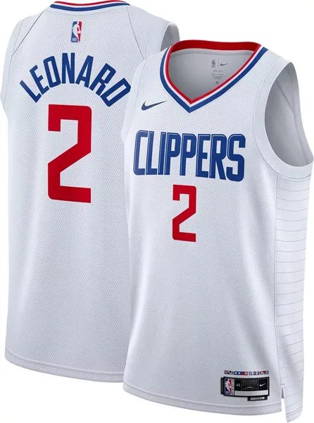 Мужская белая майка Nike Los Angeles Clippers Kawhi Leonard #2 Dri-FIT Swingman