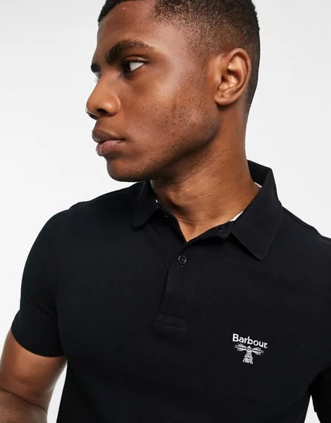 Черная футболка-поло с небольшим вышитым логотипом Barbour Beacon-Черный цвет