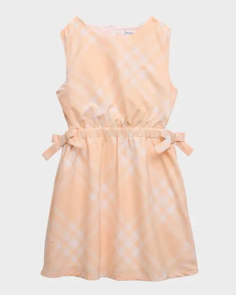Хлопковое платье без рукавов Candra в косую клетку для девочек Burberry, цвет Pastel Peach Check
