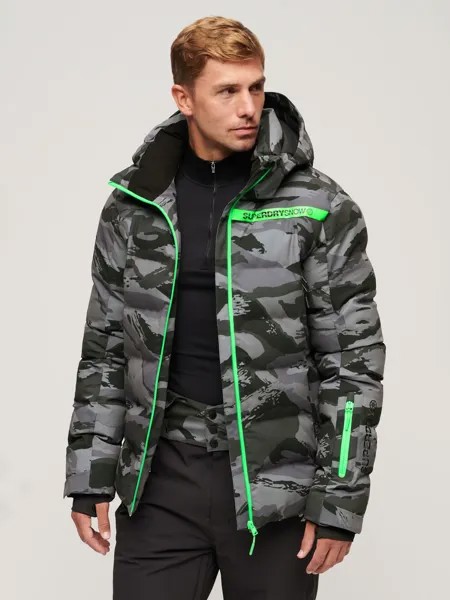 Мужская куртка-пуховик Ski Radar Pro Superdry, темно-серый тигровый камуфляж