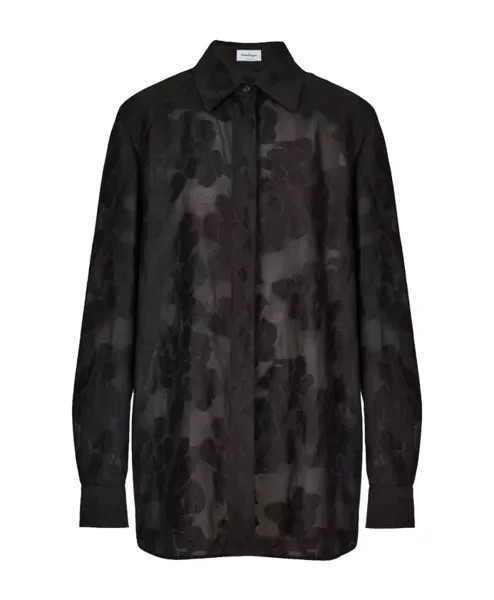 Шикарная рубашка из смесового льна Salvatore Ferragamo, черный