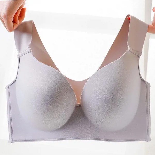 Большой размер женщин Полное покрытие Push Up Brassiere Беспроводная Гладкая Тонкий Сбор Бюстгальтер Сексуальное белье