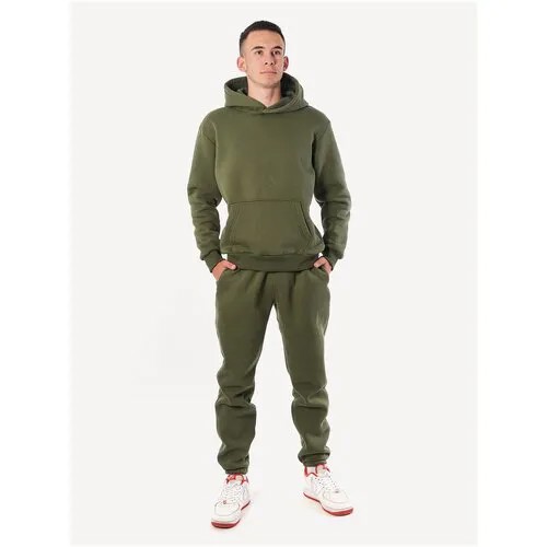 Мужской утепленный костюм-двойка Casual Wear, цвет хаки, размер 4XL (56)