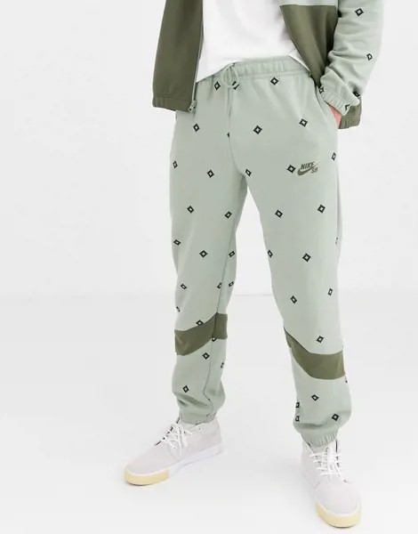 Джоггеры цвета хаки с принтом Nike SB nomad-Зеленый