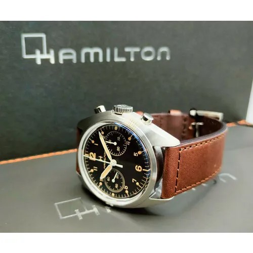 Наручные часы Hamilton Мужские механические часы с ручным заводом Hamilton Khaki Aviation Pilot Pioneer H76409530, черный