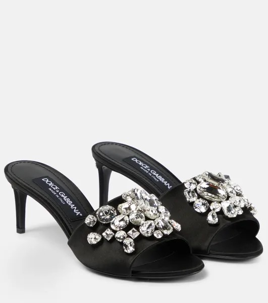 Атласные мюли с кристаллами Dolce&Gabbana, черный