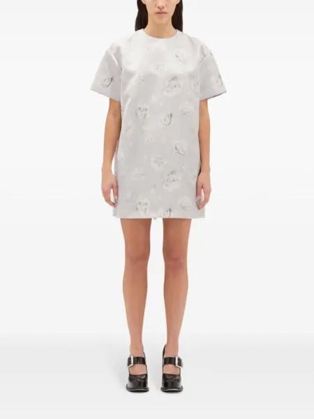 MSGM платье мини с цветочным принтом, серый