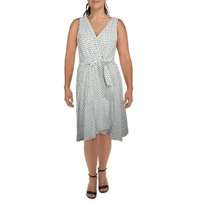 DKNY Женское белое летнее платье миди со складками с запахом 16 BHFO 8112