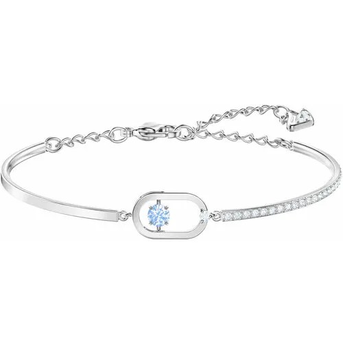 Жесткий браслет SWAROVSKI, кристаллы Swarovski, размер 16 см, серебристый