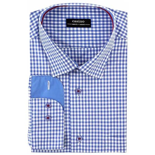 Рубашка мужская длинный рукав CASINO c215/151/2496/1p, Прямой силуэт / Сlassic fit, цвет Голубой, рост 174-184, размер ворота 44