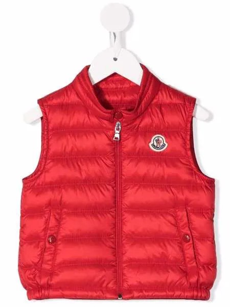 Moncler Enfant дутый жилет с нашивкой-логотипом