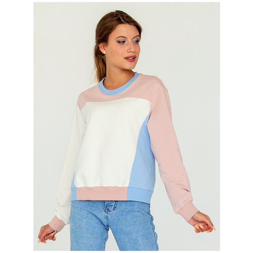 Свитшот Tandem. Fashion 170 размер 46 (бежево-голубой, молочная основа), футер 2-х нитка