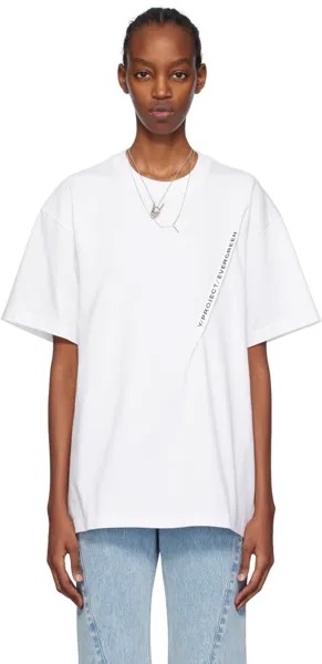 Белая футболка с защипами Y/Project, цвет Optic white