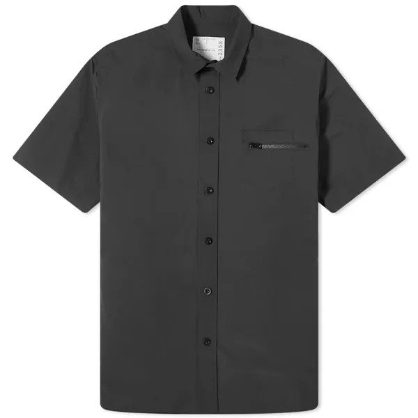 Рубашка Sacai Matte Taffeta Zip Short Sleeve, черный